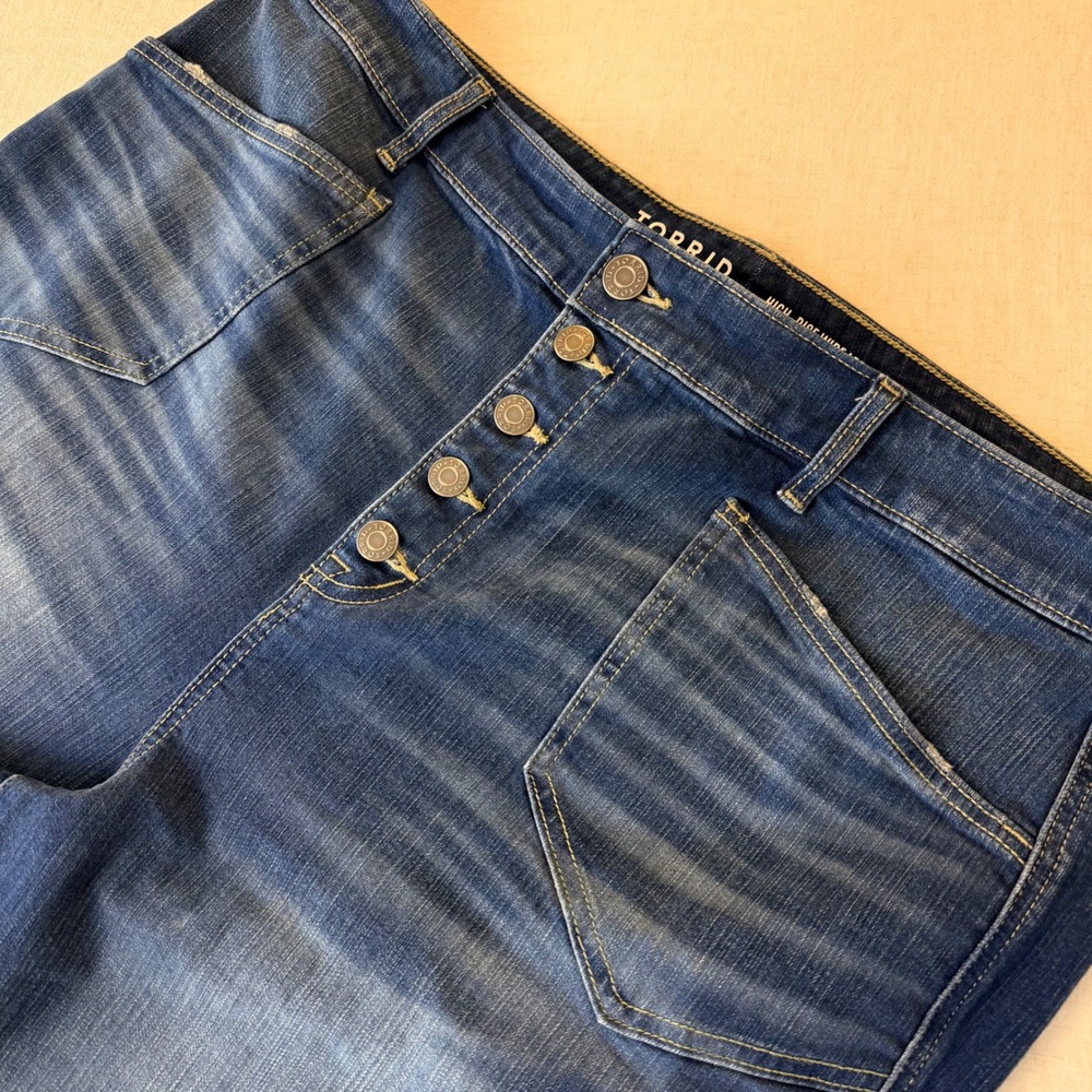 Torrid High-Rise Wide Leg Vintage Stretch Button Fly Jeans Medium Wash 20T Tall - Picture 8 of 11